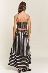 Black Striped Back Cutout Dress