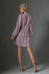 Ash Lilac Cotton Button Down Dress