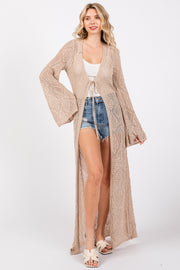 Beige Crochet Knit Long Cover Up