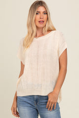 Cream Knit Short Sleeve Sweater Maternity Top