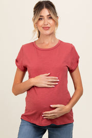 Rust Cuffed Sleeve Maternity Top