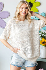 Ivory Crochet Knit Short Sleeve Sweater Maternity Top