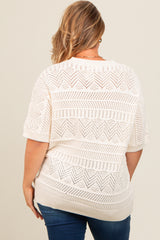 Ivory Crochet Knit Short Sleeve Sweater Maternity Plus Top