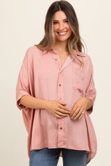 Mauve Satin Oversized Maternity Shirt