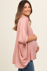 Mauve Satin Oversized Maternity Shirt