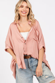 Mauve Satin Oversized Shirt