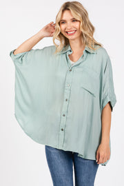 Sage Satin Oversized Shirt