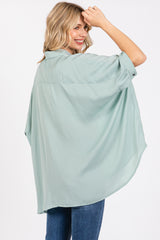 Sage Satin Oversized Shirt