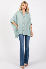 Sage Satin Oversized Shirt