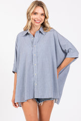 Blue Checkered Oversized Button Down Maternity Shirt