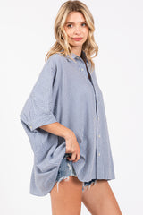 Blue Checkered Oversized Button Down Shirt