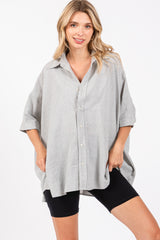 Grey Checkered Oversized Button Down Maternity Shirt