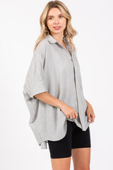 Grey Checkered Oversized Button Down Shirt