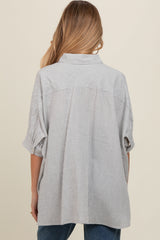 Grey Checkered Oversized Button Down Maternity Shirt