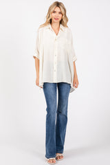 Ivory Textured Button Down Blouse