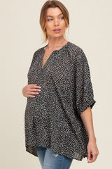 Charcoal Printed Dolman Sleeve Maternity Blouse