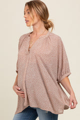 Mocha Printed Dolman Sleeve Maternity Blouse