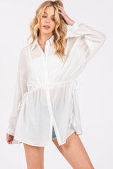 White Slouchy Long Sleeve Top