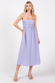 Lavender Ruched Midi Dress