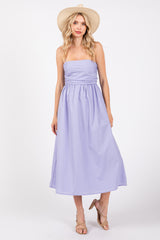 Lavender Ruched Midi Dress