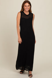 Black Sheer Knit Layered Maxi Dress