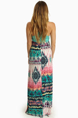 Jade Multi-Color Printed Bottom Maxi Dress