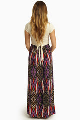 Ivory Printed Bottom Draped Maxi Dress