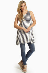 Navy White Striped Open Back Tunic