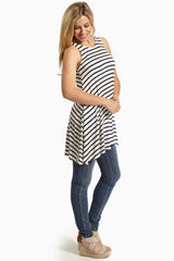 Navy White Striped Open Back Tunic