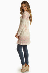 Pink Mutli-Color Faded Tribal Print Tunic