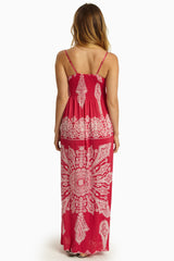 Fuchsia White Printed Maxi Dress