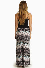 Black Pink Floral Paisley Print Maxi Skirt