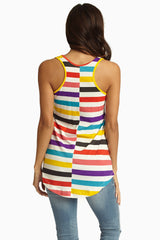 Purple Multi-Colored Striped Tank Top