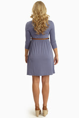 Lavender 3/4 Sleeve Belted Dress