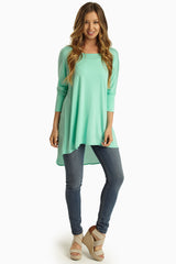 Mint Green Solid Chiffon Back Dolman Sleeve Top