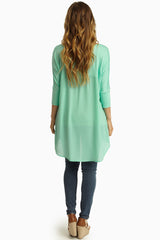 Mint Green Solid Chiffon Back Dolman Sleeve Top