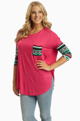 Fuchsia Tribal Printed Sleeve Top