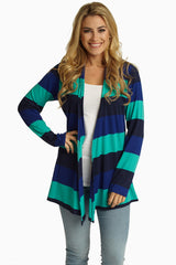 Royal Jade Navy Striped Colorblock Cardigan