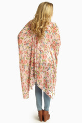 Pink Multi-Color Floral Sheer Maxi Cardigan