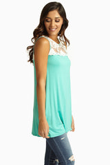 Mint Green White Lace Top Tank