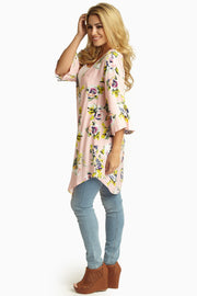 Pink Rose Printed Kimono