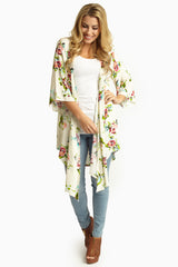 White Rose Printed Kimono