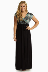 Black Moroccan Printed Top Maxi Dress