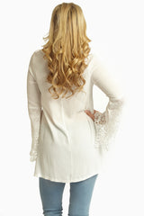 White Linen Crochet Trim Sleeves Bohemian Top