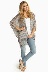 Ivory Print Chiffon Cardigan