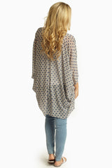 Ivory Print Chiffon Cardigan