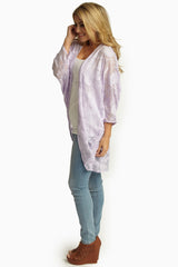 Lavender Textured Chiffon Open Cardigan