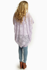 Lavender Textured Chiffon Open Cardigan