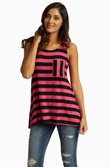 Fuchsia Striped Racerback Tank Top