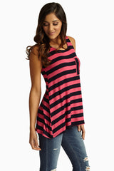 Fuchsia Striped Racerback Tank Top